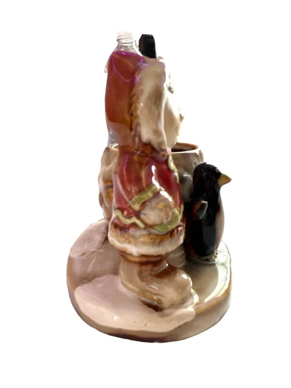 Yankee Candle Tea Light Holder VINTAGE Figurine Eskimo Girl Penguin Christmas